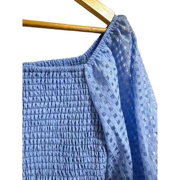 Flying Tomato women's blue smocked ruffle puff sleeve crop top‎ size Small - Picture 2 of 5